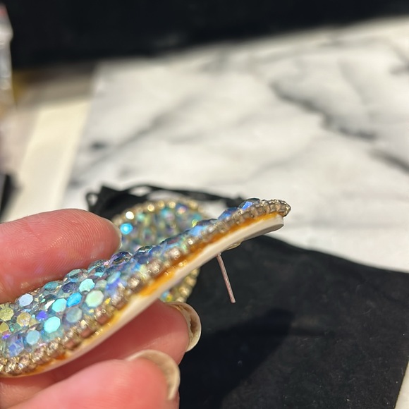 Vintage Light Sapphire Aurora Borealis Statement Earrings-Boutique - Picture 10 of 10